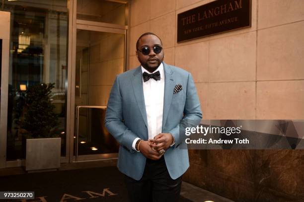 Brian Tyree Henry poses for a photo as the 2018 TONY award nominees prep at Langham Hotel on June 10, 2018 in New York City.