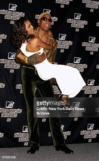 Dennis Rodman with Toni Braxton at the MTV Video Music Awards at Radio City Music Hall.