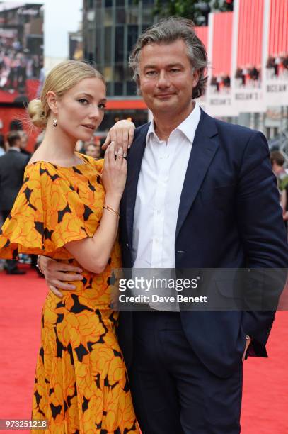Clara Paget and Laurent Feniou attend the "Ocean's 8" UK Premiere held at Cineworld Leicester Square on June 13, 2018 in London, England.