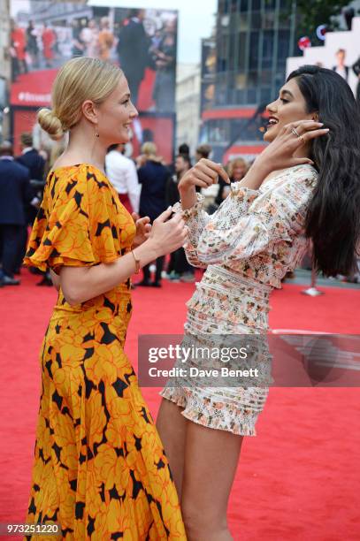 Clara Paget and Neelam Gill attend the "Ocean's 8" UK Premiere held at Cineworld Leicester Square on June 13, 2018 in London, England.