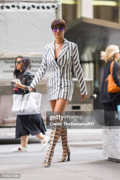 Jackie Cruz is seen wearing Christian Siriano in Midtown on June 13, 2018 in New York City.