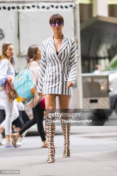 Jackie Cruz is seen wearing Christian Siriano in Midtown on June 13, 2018 in New York City.