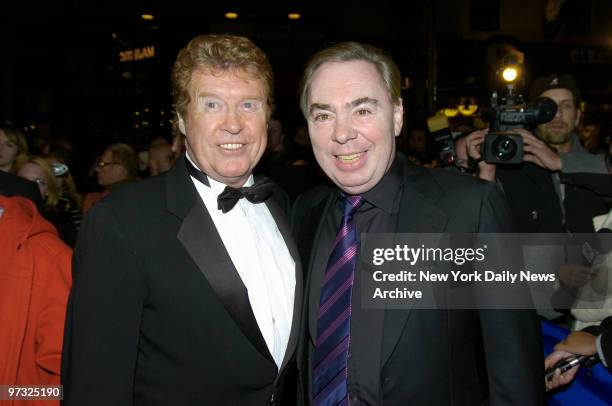 Michael Crawford and Andrew Lloyd Webber get together to celebrate the 7,486th performance of "The Phantom of the Opera" at the Majestic Theater,...