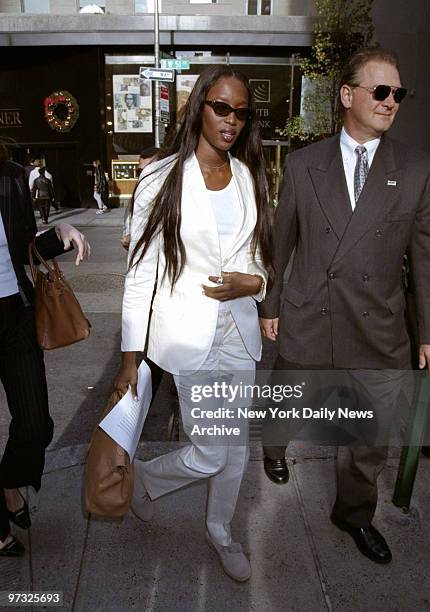 Supermodel Naomi Campbell arrives at the Fashion Cafe to kickoff a fund-raising drive for the Red Cross to aid the victims of Hurricane Mitch. She's...