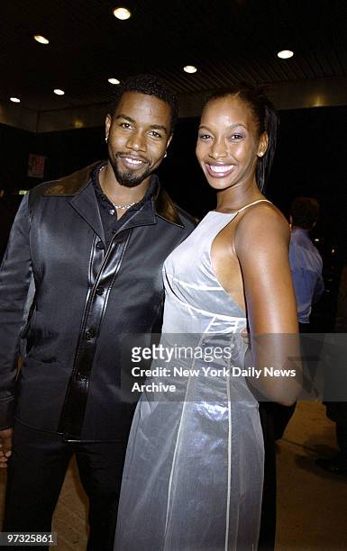 Michael Jai White and Beverly Peele at premiere of "The Best Man" at the Chelsea West Cinema.