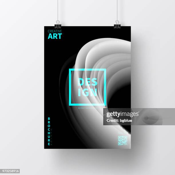 poster with fluid design, isolated on white background - 3d render exhibition stand stock illustrations