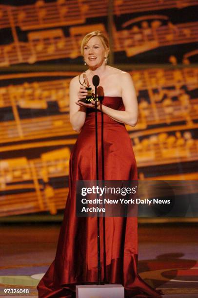 Kathleen Marshall speaks onstage at Radio City Music Hall as she accepts the Best Choreography award for her work in the musical "The Pajama Game"...