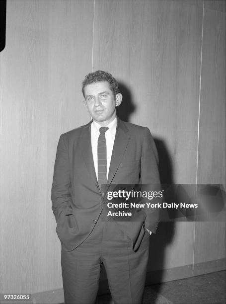 Novelist norman Mailer at police station as he is booked on the charge of stabbing his wife, Adele in a violent windup to a party in their West side...