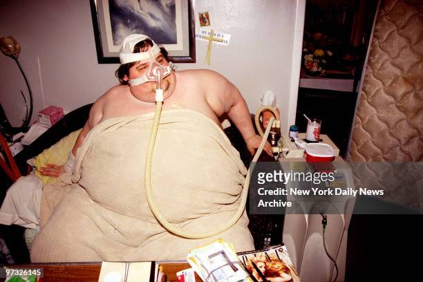 Michael Hebranko, 600 pounds, at his home in Brooklyn. Hebranko is scheduled to be taken to St. Lukes Hospital.