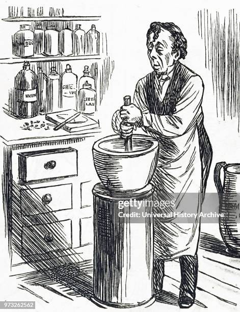 Cartoon depicting Benjamin Disraeli a British statesman of the Conservative Party and twice served as Prime Minister of the United Kingdom. Dated...