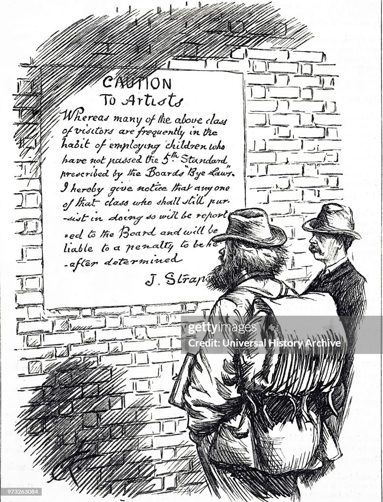 Cartoon commenting on the prohibitions on child labour which was... News  Photo - Getty Images