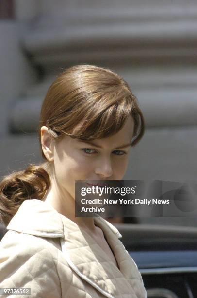 Nicole Kidman wears a quilted bathrobe during the filming of the movie "Fur" on E. 54th St. The film is based on Patricia Bosworth's biography of...