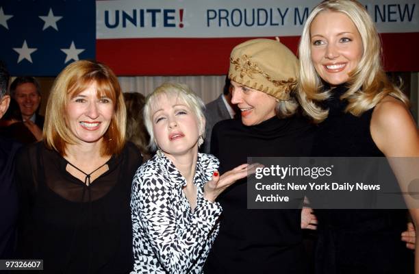 Nicole Miller, Cyndi Lauper, Blythe Danner and Miss USA Kandace Krueger get together at the "Proudly Made in New York" fashion show at the W Hotel...