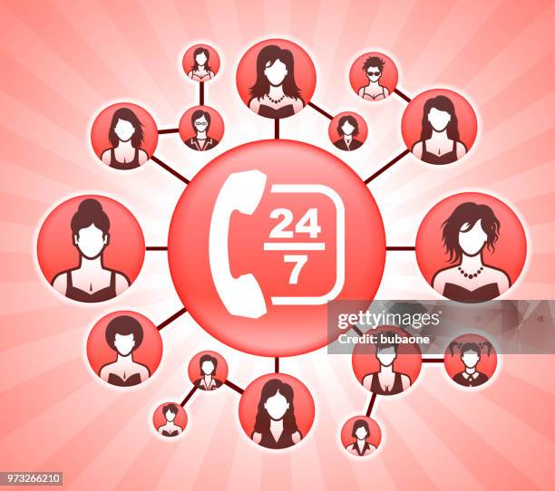 24/7 customer service women's rights pink vector background - child routine icon stock illustrations