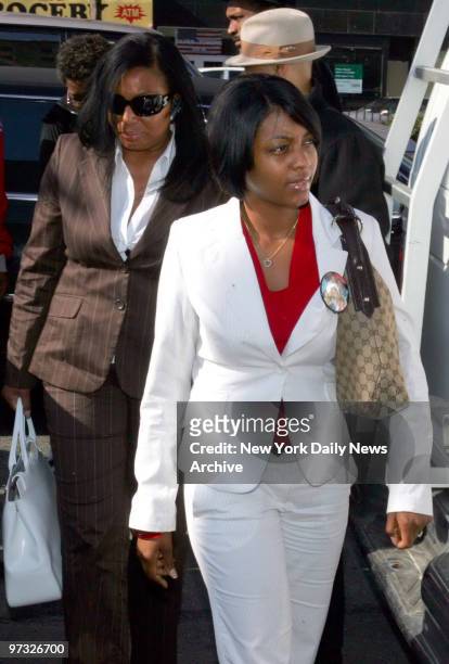 Nicole Paultre-Bell arrives at Queens Criminal Court where the three police officers indicted in the slaying of her fiance Sean Bell made an...