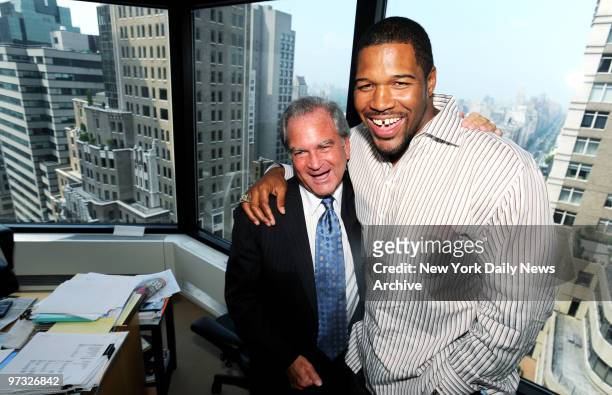 Michael Strahan in his lawyer Marc Dreier's Park Ave office, talking about life after football and his charity golf event. ..??