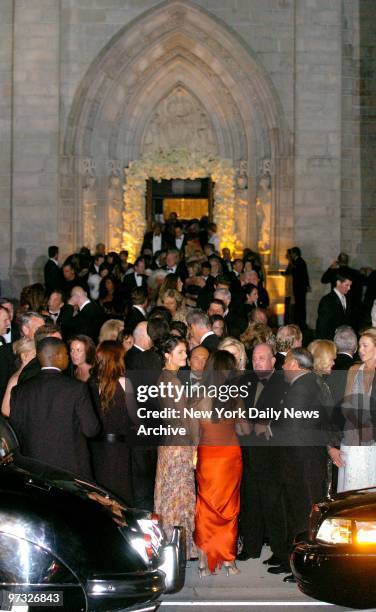 Wedding guests, including Billy Joel and wife Kate Lee Joel , leave the Episcopal Church of Bethesda-by-the-Sea in Palm Beach, Fla., after the...