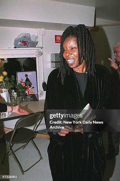 Whoopi Goldberg backstage at the Union Square Theatre after the opening night of Neil Simon's play "London Suite".