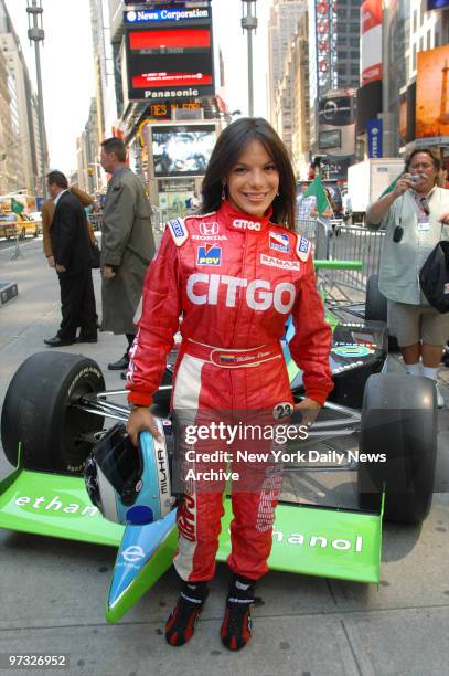 Milka Duno is in Times Square where she joined fellow Indy car drivers to promote the upcoming Indianapolis 500 race.