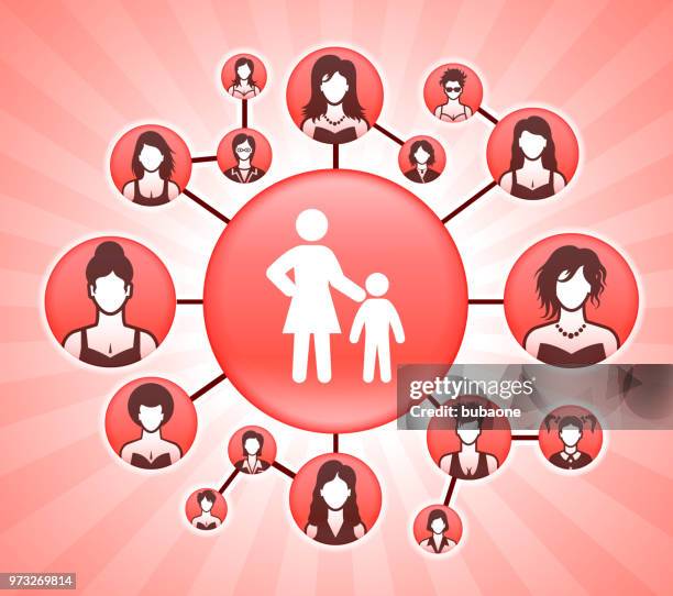 mother & child women's rights pink vector background - working mom stock illustrations