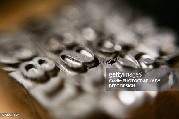 close-up of letterpress metal types - printing block stock pictures, royalty-free photos & images