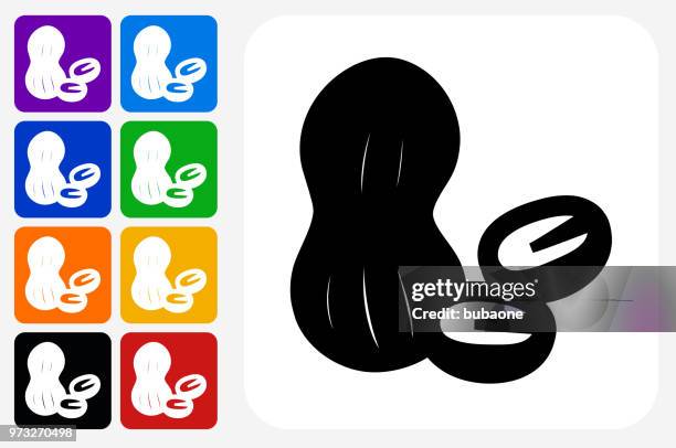 peanuts icon square button set - mixed nuts stock illustrations