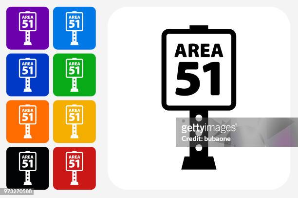 illustrations, cliparts, dessins animés et icônes de zone 51 signe icône carrée bouton set - area 51