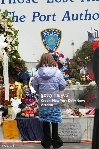 Nine-year-old Ashley Hanlon, whose aunt, Monica Rodriguez Smith, died in the first terrorist attack on the World Trade Center on Feb. 26 stands...
