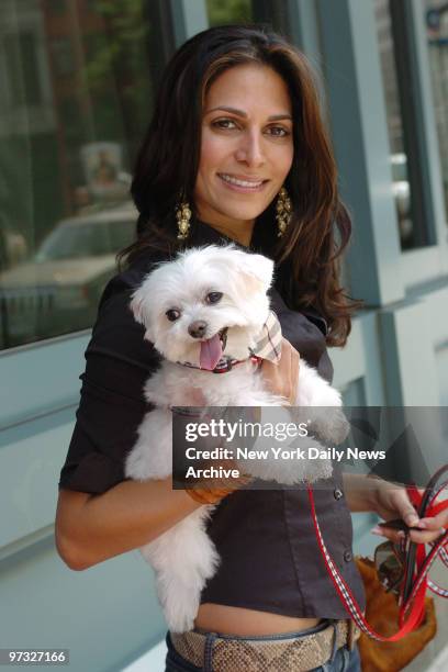 Designer Malini Murjani and her Maltese, Bianca, attend a fourth birthday party for Romeo, author Kim Hastreiter's white Dandie Dinmont terrier, at...
