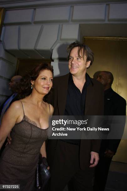 Susan Sarandon and Tim Robbins arrive at the Bernard B. Jacobs Theatre on W. 45th St. For opening night of the Broadway production of "Three Days of...