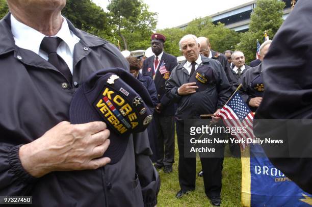 Veterans of the conflict in Korea pay their respects to their fallen comrades in a ceremony at John Paul Jones Park in Fort Hamilton, Brooklyn.