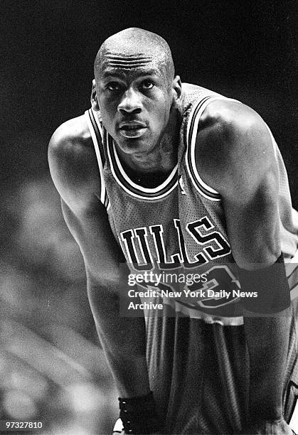 Michael Jordan, of the Chicago Bulls, during game against the New York Knicks.