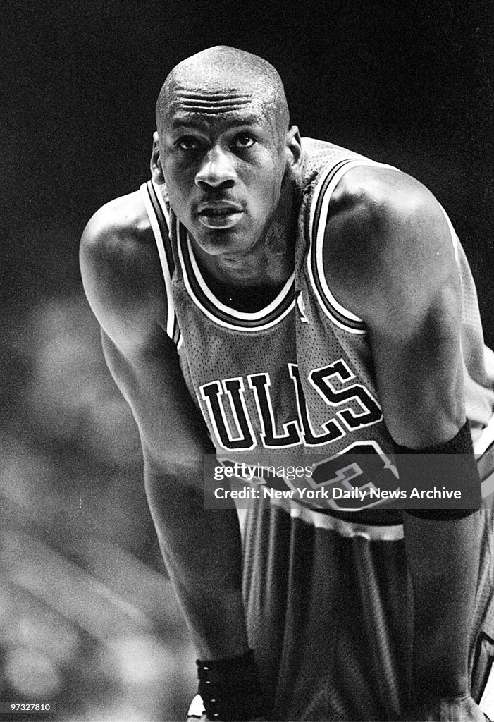 Michael Jordan, of the Chicago Bulls, during game against th