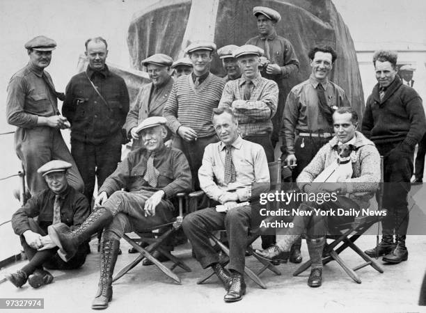 North Pole explorers Horgen, Roald Amundsen, Lincoln Ellsworth, and Nobile on the S.S. Victoria.