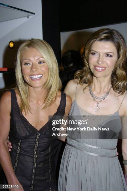 Kelly Ripa and Finola Hughes attend a launch party for Hughes' book, "Soapsuds: A Novel," at the Montblanc boutique on Madison Ave.