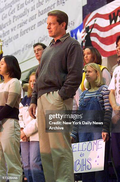 Vice President Al Gore, campaigning in Iowa, attends a rally at Burlington High School.