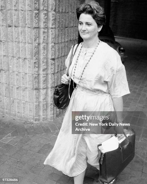 Detective Kathleen Burke, partner of slain Police Detective Anthony Venditti as she leaves the U.S. Attorneys office at Manhattan Federal Court.