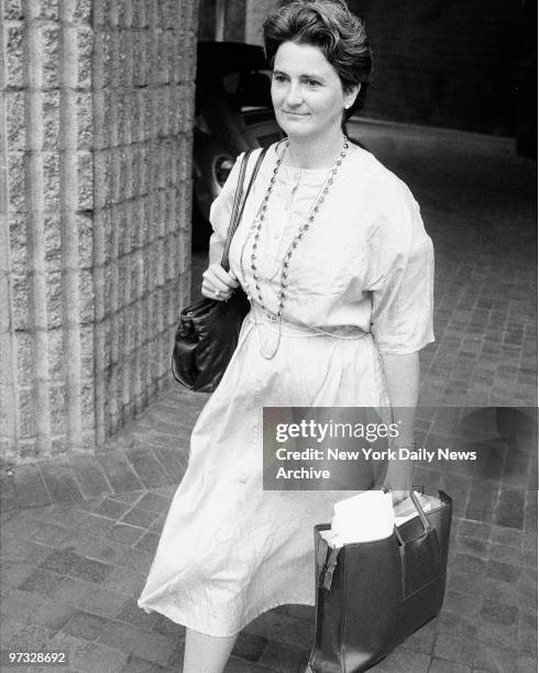 Detective Kathleen Burke, partner of slain Police Detective Anthony Venditti as she leaves the U.S. Attorneys office at Manhattan Federal Court.