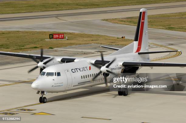 CityJet Fokker F-50 taxiing at London City.