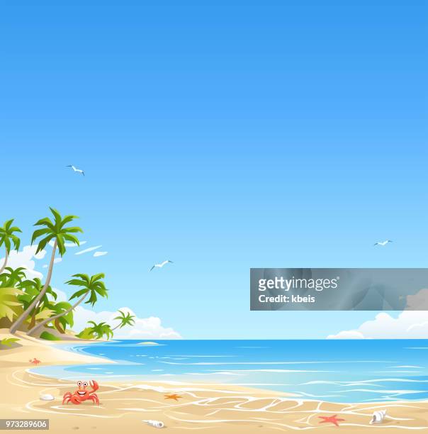 illustrations, cliparts, dessins animés et icônes de île tropicale plage - summer landscape