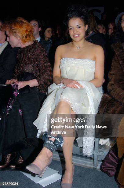 Michelle Rodriguez is at the Lexington Ave. Armory, wearing a court-ordered monitoring bracelet on her ankle, for the Marc Jacobs Fall 2007 show...
