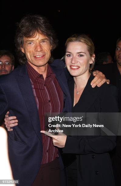 Mick Jagger and Kate Winslet get together at the Beekman Theatre for the New York premiere of the movie "Enigma," benefiting both the International...