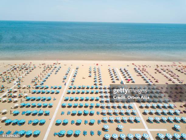aerial view of the beach - rimini stock pictures, royalty-free photos & images