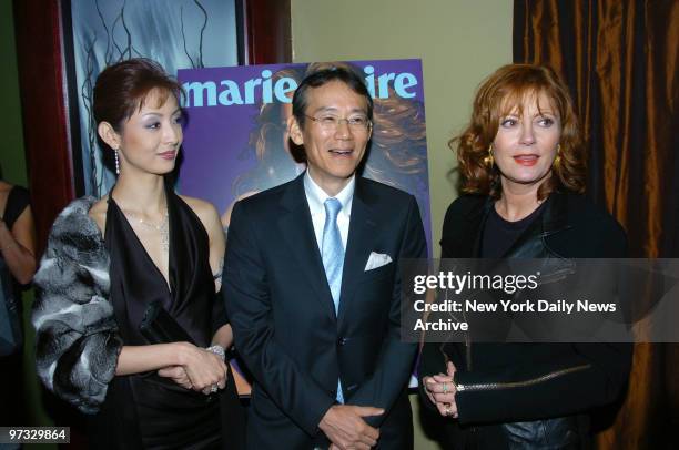 Tamiyo Kusakari, Masayuki Suo and Susan Sarandon get together at a party after the premiere of the movie "Shall We Dance?" at Branch nightclub on E....