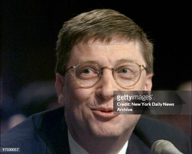Microsoft chairman Bill Gates testifies at Senate Judiciary Committee hearing into whether the Microsoft computer empire is a monopoly that buries...