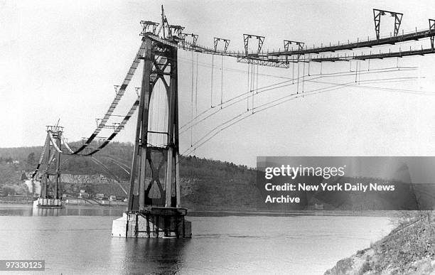 Mid-Hudson Bridge under construction.