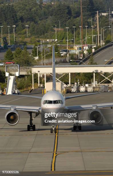 Nose and windshield of a Continental Airlines Boeing 757-200 taxiing. Part of the special Boeing 7-series airliner customer party airshow...