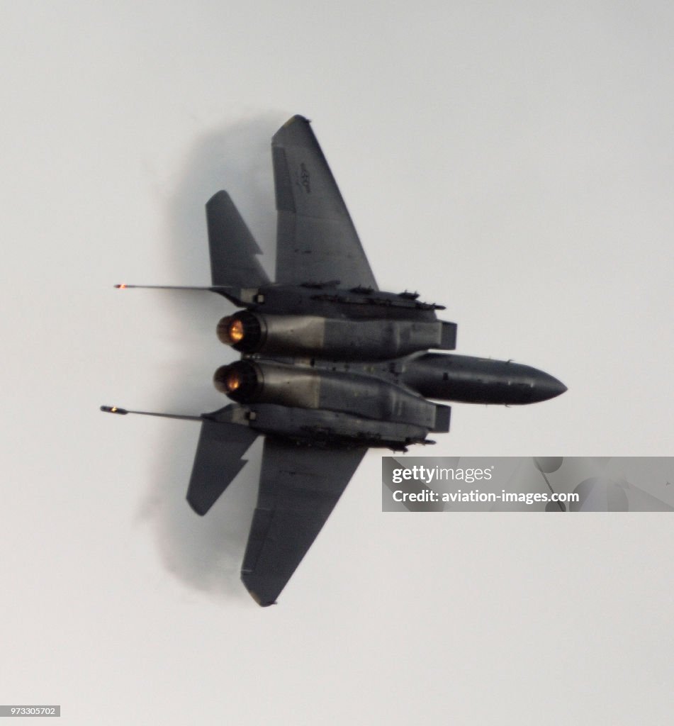 US - Airforce 48 Fighter Wing Boeing F-15E Strike Eagle in the flying-display at RIAT 2007
