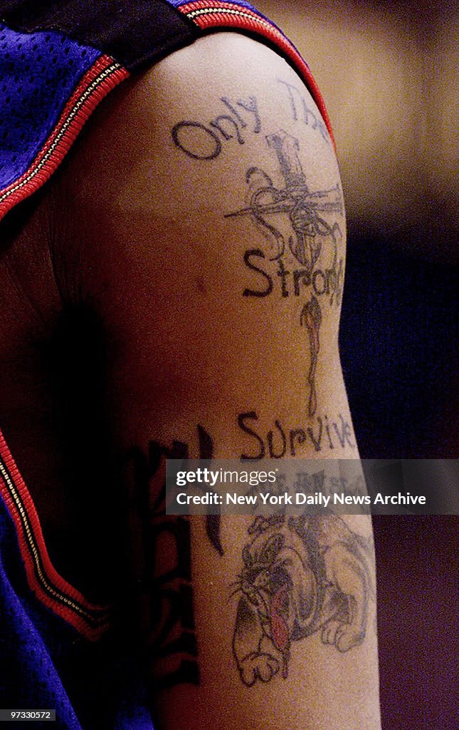 Tattoos adorn the arm of Philadelphia 76ers' Allen Iverson at... News Photo  - Getty Images