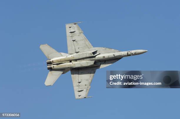 Navy Boeing F/A-18E Super Hornet flying-display at the Dubai AirShow 2007.